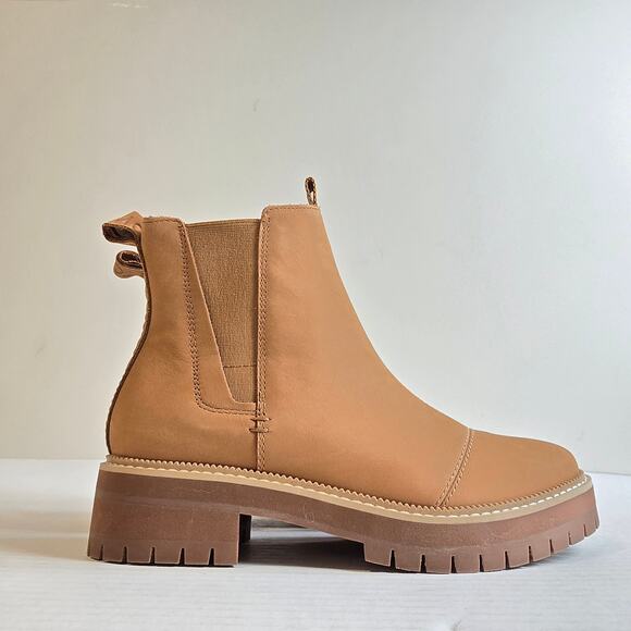 Toms Dakota Boot Womens Size 7.5 Tan Water Resistant Leather - Picture 1 of 7